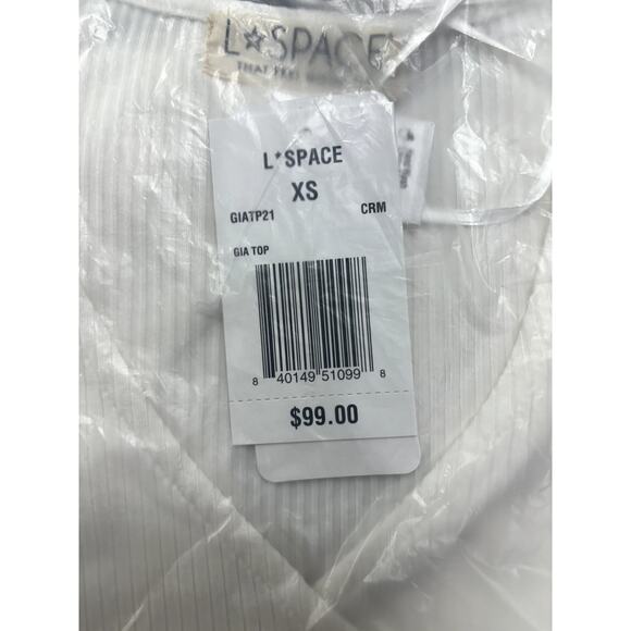 L*Space NWT Gia V-Neck Wrap Front Long Sleeve Crop‎ Top Cream XS, S & L MSRP $99 - Picture 7 of 8